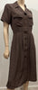 WEEKEND BY MAXMARA Brown Cream Pure Silk Floral Print Short Sleeve Shirt Dress M