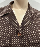 WEEKEND BY MAXMARA Brown Cream Pure Silk Floral Print Short Sleeve Shirt Dress M