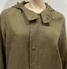 APC RUE MADAME PARIS Khaki Green 100% Linen Hooded Lined Jacket Coat M