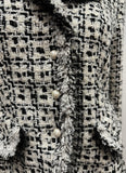 AE ELEGANCE PARIS Black & White Abstract Tweed Lined Blazer Jacket F40 GB12
