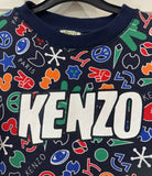 KENZO Kids Boy's Black Multi Colour Cotton Printed Branded Sweater Sweatshirt