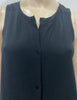 EILEEN FISHER Black Silk Round Neck Front Button Fastened Sleeveless Dress XS