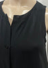 EILEEN FISHER Black Silk Round Neck Front Button Fastened Sleeveless Dress XS