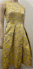 CAROLINA HERRERA Yellow & Beige Leaf Print Dress With Matching Cardigan UK6 XS