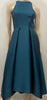 MONIQUE LHUILLIER Sapphire Blue Round Neck Sleeveless Pleated Evening Dress UK8