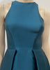 MONIQUE LHUILLIER Sapphire Blue Round Neck Sleeveless Pleated Evening Dress UK8