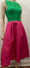 MONIQUE LHUILLIER Hot Pink & Green Silk Blend Sleeveless Evening Dress UK8