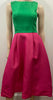 MONIQUE LHUILLIER Hot Pink & Green Silk Blend Sleeveless Evening Dress UK8