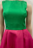 MONIQUE LHUILLIER Hot Pink & Green Silk Blend Sleeveless Evening Dress UK8