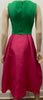 MONIQUE LHUILLIER Hot Pink & Green Silk Blend Sleeveless Evening Dress UK8