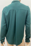 AMERICAN VINTAGE Green Collared Button Fastened Long Sleeve Blouse Shirt Top S