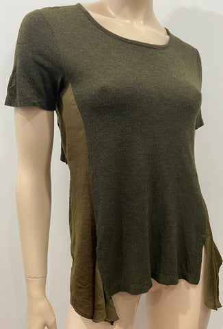 LNA Blue Cotton Cut Out V Neckline Short Length Sleeve T-Shirt Tee Top L