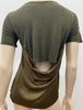 T ALEXANDER WANG Khaki Brown Round Neck Draped Rear Jersey T-Shirt Tee Top XS