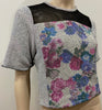 SEA NEW YORK Multi Colour Floral Print Short Sleeve Textured Fabric Top US2 UK8