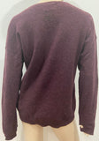 ZADIG & VOLTAIRE Burgundy Plum Merino Wool Round V Neck Jumper Sweater Top M