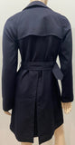 COMME DES GARCONS X H&M Midnight Navy Blue Wool Belted Lined Trench Coat 36 UK10