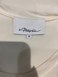 3.1 PHILLIP LIM Cream 100% Silk Semi Sheer Short Sleeve Shirt Blouse Top US0 UK4