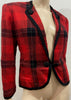 CAROLINE CHARLES Red Tartan Check Padded Shoulder Boxy Blazer Jacket UK10