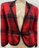 CAROLINE CHARLES Red Tartan Check Padded Shoulder Boxy Blazer Jacket UK10