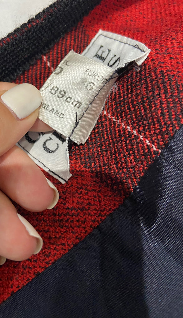 CAROLINE CHARLES Red Tartan Check Padded Shoulder Boxy Blazer Jacket UK10