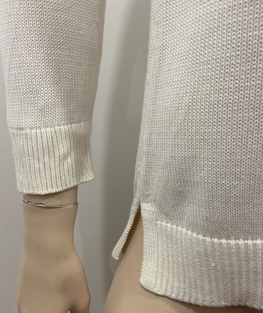 LAUREN RALPH LAUREN Winter White Cotton Lace Detail Jumper Sweater Top M