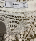 MNG SUIT Cream Crochet Knit High Neck 3/4 Sleeve Jumper Sweater Top L BNWT