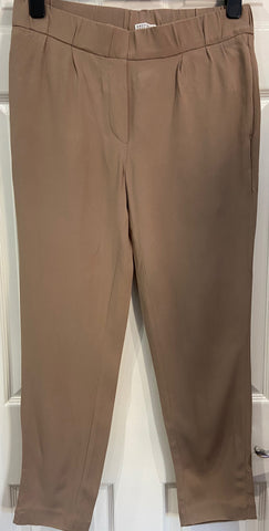 ZADIG & VOLTAIRE Silver Metallic Sheen Textured Crop Capri Trousers Pants 38 M