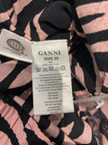 GANNI Pink & Black Zebra Print Wide Tapered Leg Trousers Pants EU38 UK10 BNWT