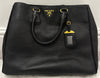 PRADA Black Pebbled Leather Gold Tone Detail Large Tote Shoulder Bag w Dust Bag