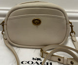 COACH Cream Oval Pebbled Leather Zip Fastened Shoulder Bag / Clutch w Dust Bag