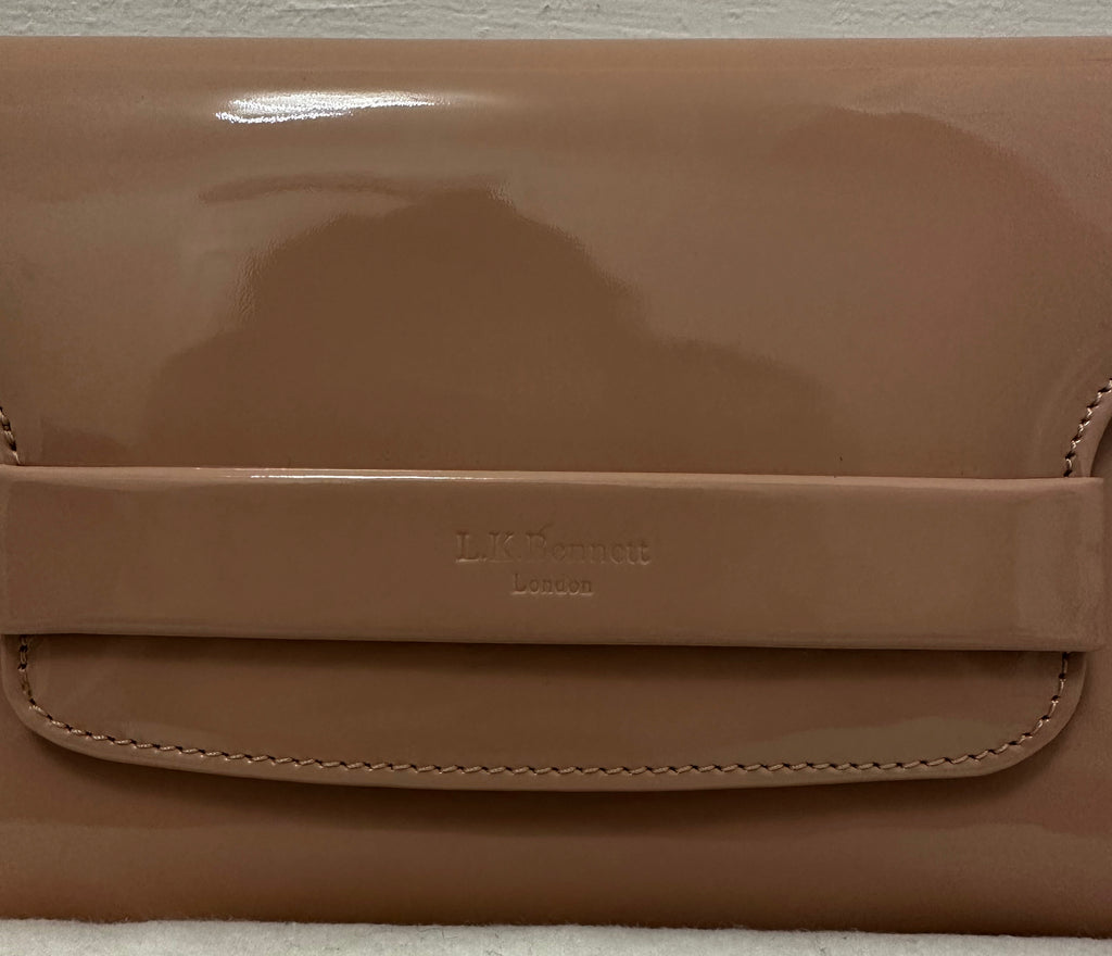 LK BENNETT Women's Dusky Pink Fawn CU LAURA Patent Leather Clutch Shoulder Bag