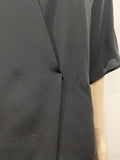 TOPSHOP BOUTIQUE Black Silk V Neck Short Sleeve Crossover Front Dress UK6