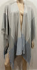 EILEEN FISHER Grey Pale Blue Cotton Multicoloured Fringed Wrap Shawl Cape 1 Size