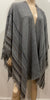EILEEN FISHER Grey Brown Multi Colour Wool Blend Fringed Wrap Shawl Cape 1 Size