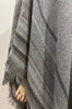 EILEEN FISHER Grey Brown Multi Colour Wool Blend Fringed Wrap Shawl Cape 1 Size