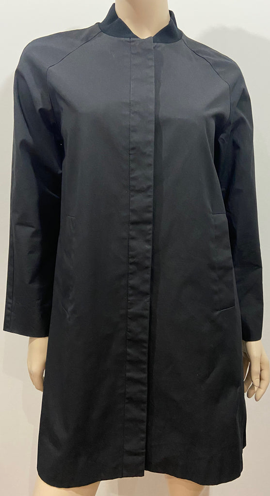 COS Black Cotton Round Neck Button Fastened Long Sleeve Mesh Lined Jacket Coat 8