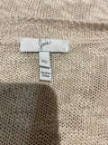 JOIE Beige Cotton Linen Blend V Neck Long Sleeve Knitwear Jumper Sweater Top XS