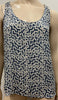 AMERICAN VINTAGE Blue & Cream 100% Silk Geometric Print Vest Tank Blouse Top S