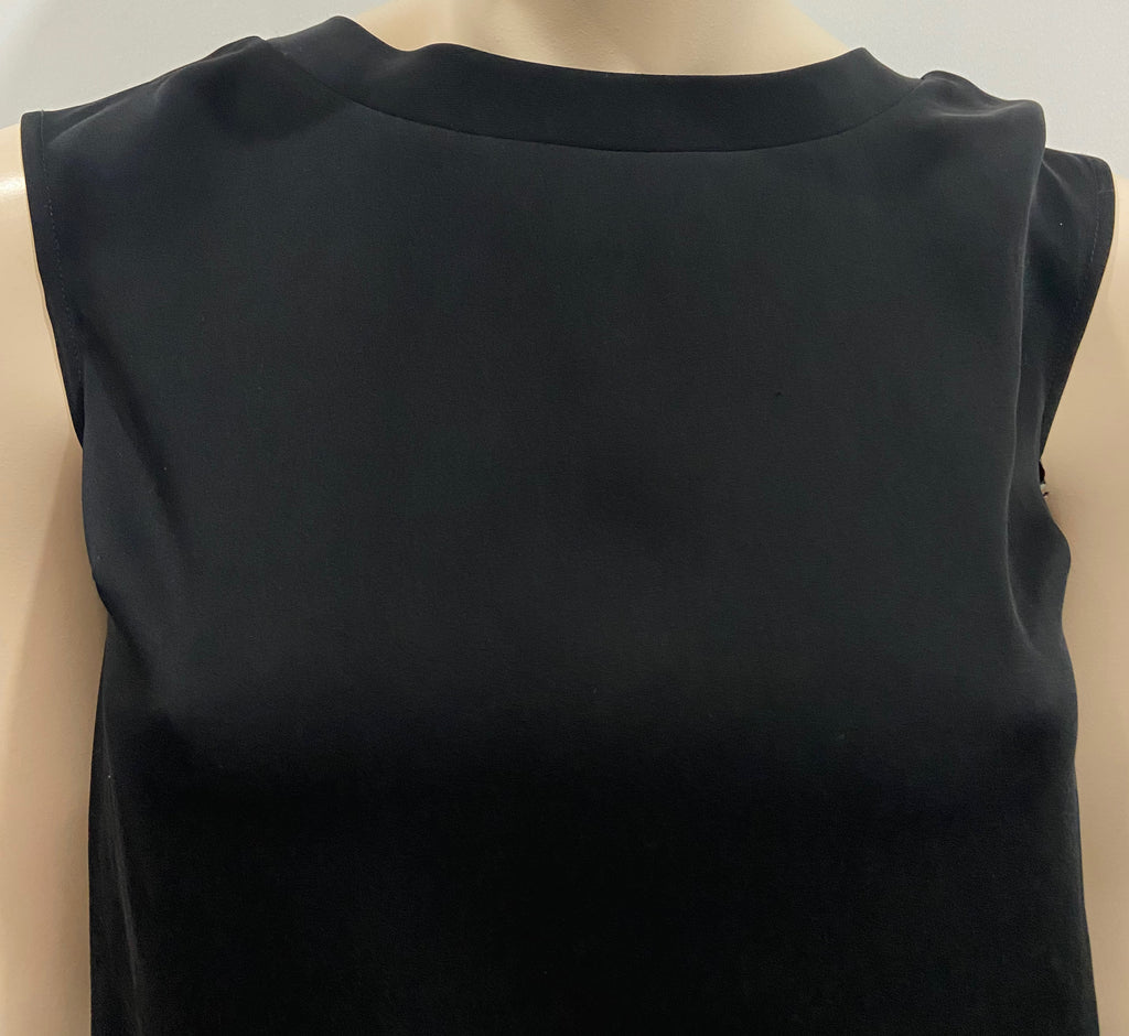 LES 100 CIELS Women's Black Round Neck Sleeveless Draped Rear Blouse Cami Top S