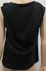 LES 100 CIELS Women's Black Round Neck Sleeveless Draped Rear Blouse Cami Top S