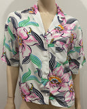 LEVI'S White Multi Colour Hawai Tropical Floral Print Short Sleeve Blouse Shirt