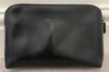 KESSLORD PARIS Made In France Black Matte Sheen Leather Zipper Clutch Purse Bag