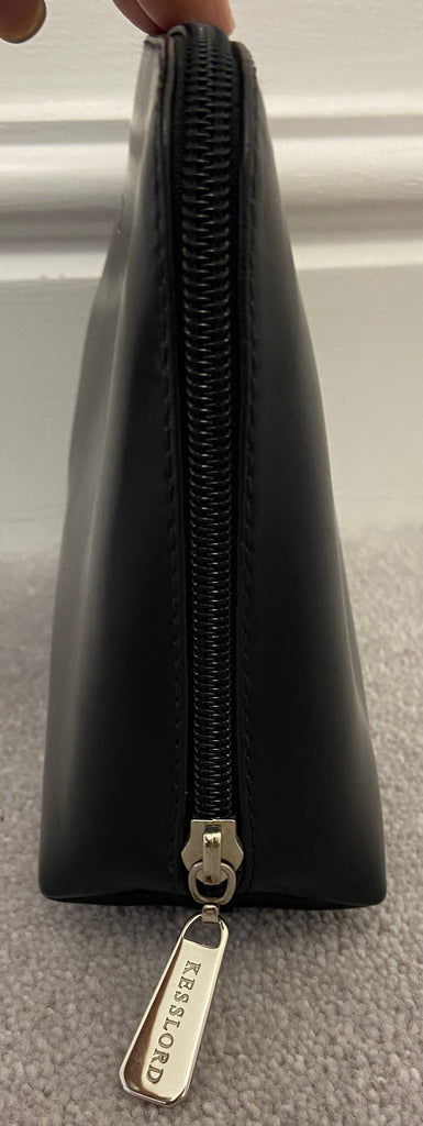 KESSLORD PARIS Made In France Black Matte Sheen Leather Zipper Clutch Purse Bag