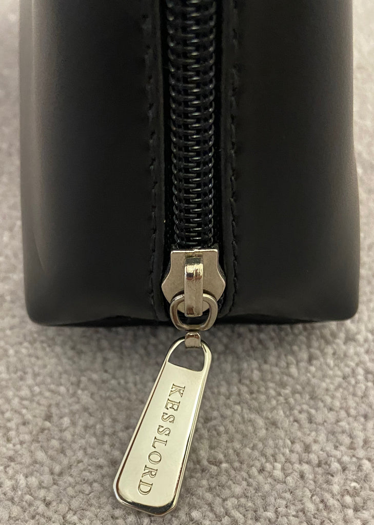 KESSLORD PARIS Made In France Black Matte Sheen Leather Zipper Clutch Purse Bag