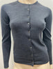 JOHN SMEDLEY Charcoal Grey Wool Round Neck Long Sleeve Fine Knit Cardigan Top S