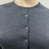 JOHN SMEDLEY Charcoal Grey Wool Round Neck Long Sleeve Fine Knit Cardigan Top S