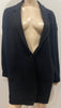 EILEEN FISHER Black Merino Wool V Neck Fray Trim Long Sleeve Casual Jacket Coat