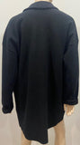 EILEEN FISHER Black Merino Wool V Neck Fray Trim Long Sleeve Casual Jacket Coat