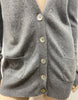 WILLOW CASHMERE Grey 100% Cashmere Plunge V Neck Long Sleeve Cardigan M