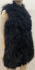 MICHAEL MICHAEL KORS Black Mongolian Lamb Fur Sleeveless Lined Gilet Jacket S